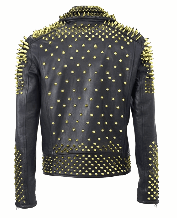 Men’s Studded Black Biker Leather Jacket