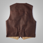 Brown Men Multi Pocket Style Buckskin Vest - Image 2
