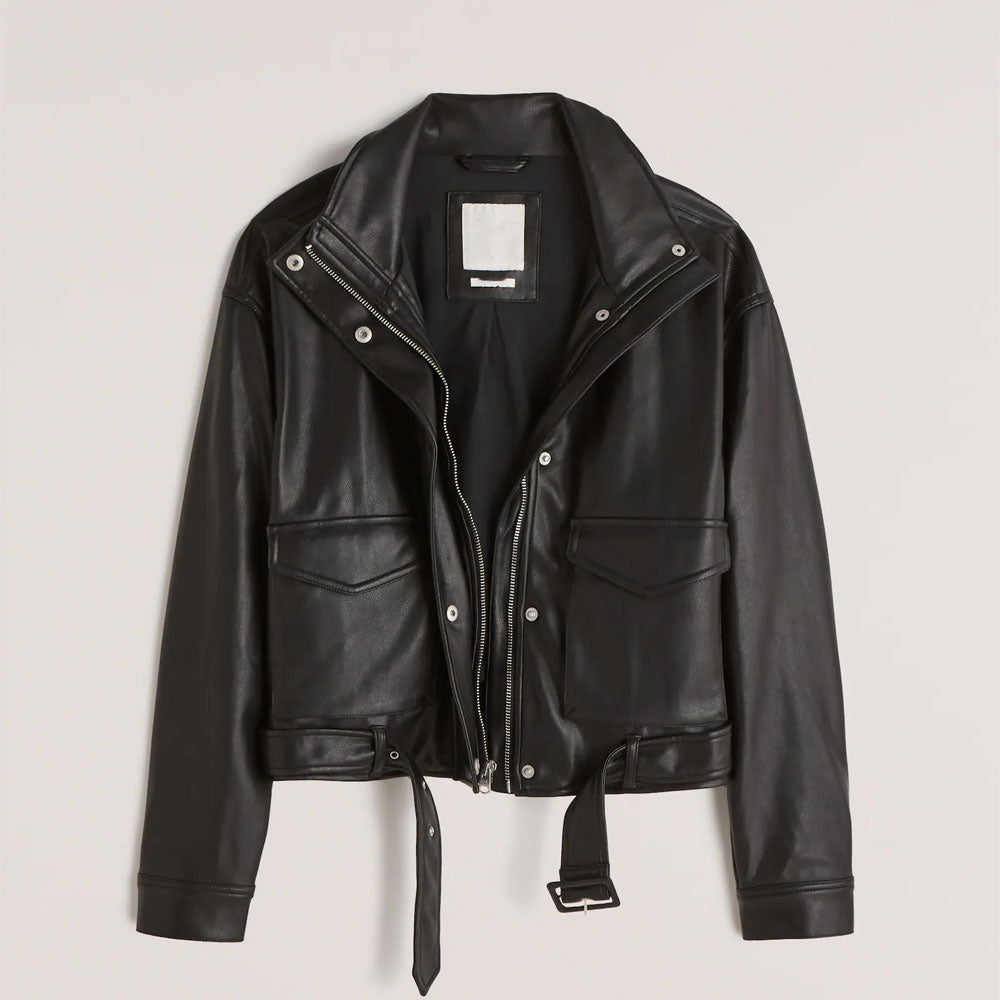 1-11-1.jpg Women's Black RAF Sheepskin Shearling Aviator Motorbike Leather Jacket - Image 1