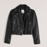 Women black cowhide Biker Leather Jacket