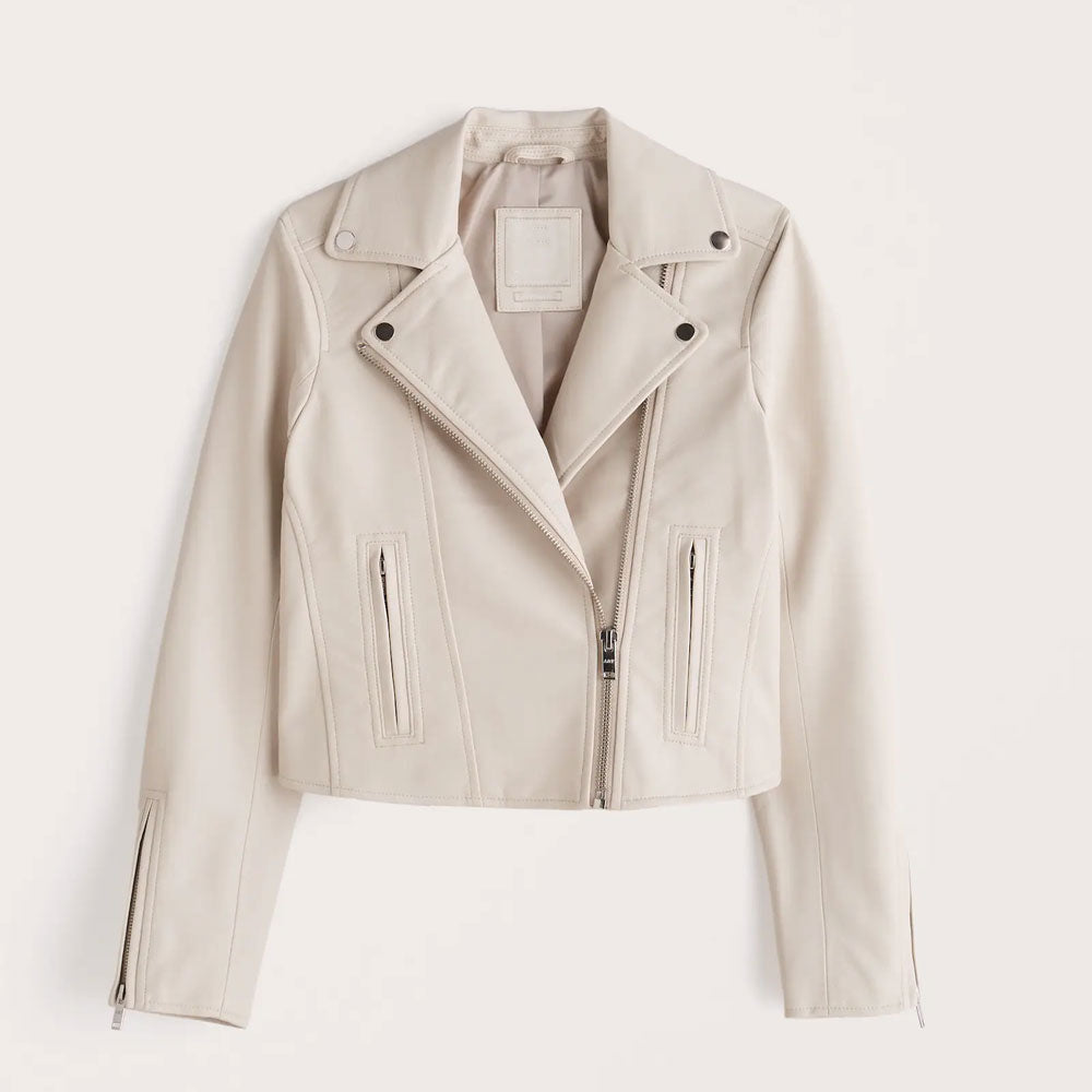 1-9.jpg Women White Biker Leather Jacket - Image 1