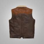 Mens Brown Shearling Fur Sheepskin Leather Vest - Image 2