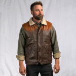Mens Brown Shearling Fur Sheepskin Leather Vest - Image 4