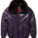 Purple Leather V-Bomber Jacket