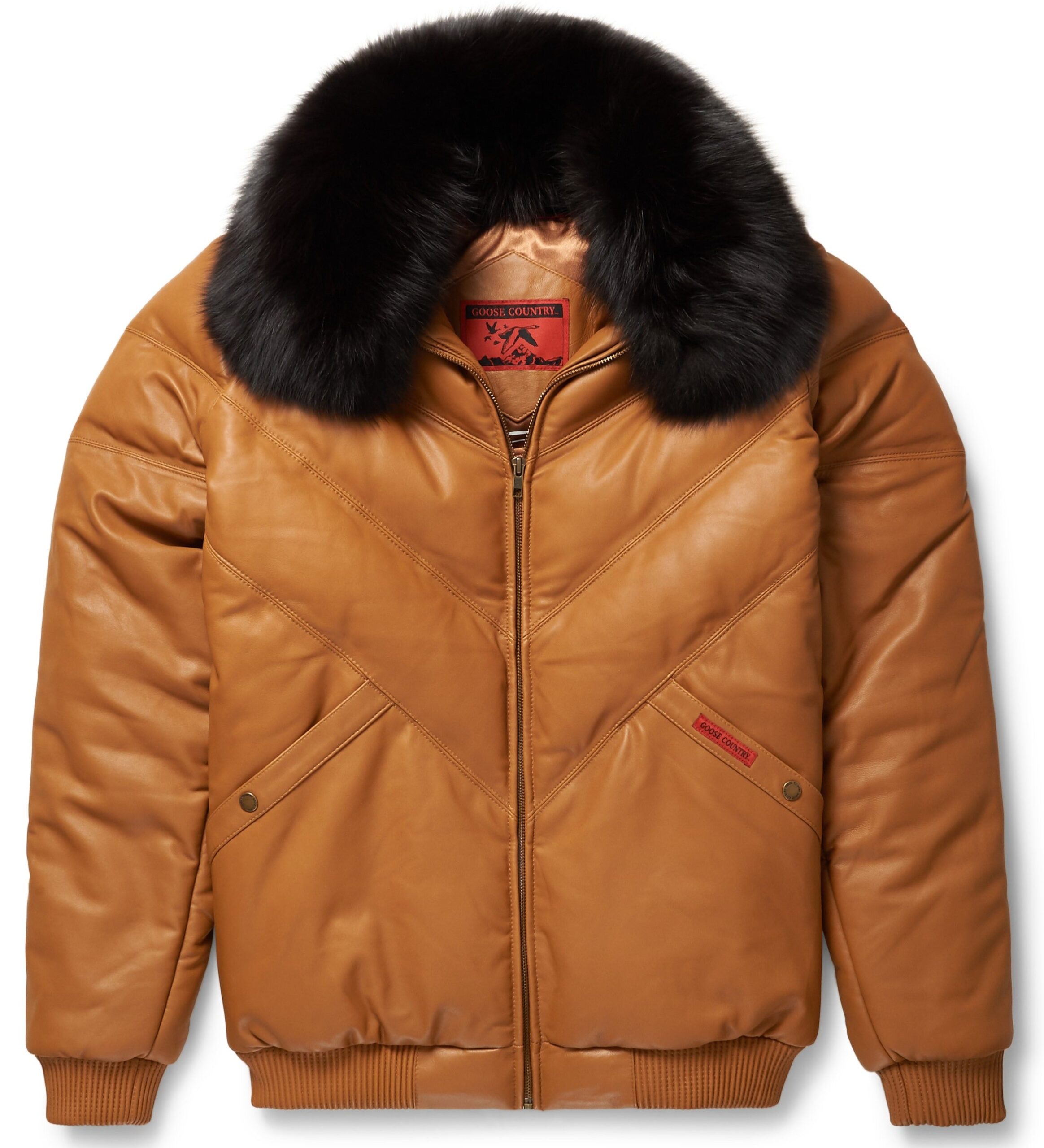 180908_Jackets_tan_front-scaled-1.jpg Camel Leather V-Bomber Jacket - Image 1