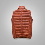 Brown Mens Shearling Bubble Leather Down Vest - Image 2