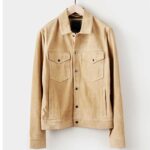 Men’s Cream Brown Suede Leather Shirt Jeans Style Jacket - Image 2