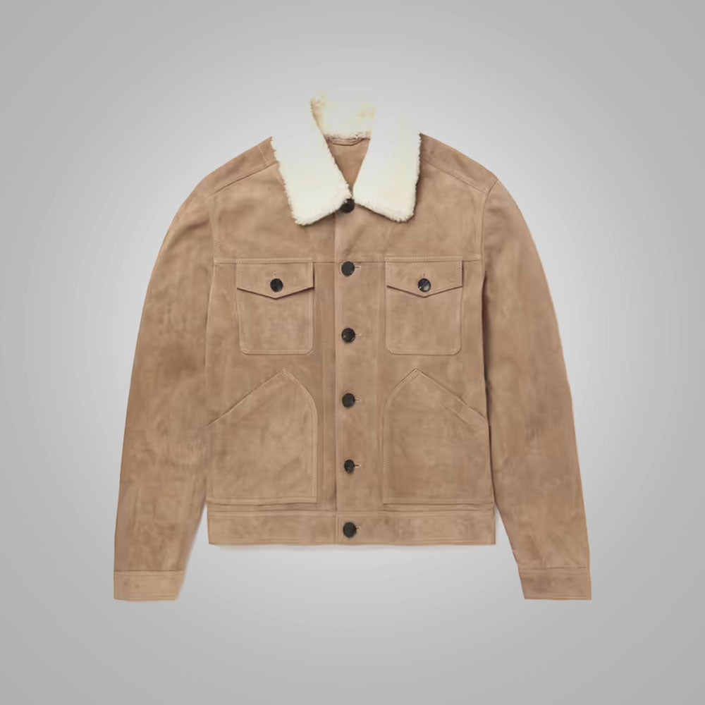 1_1ebd4d83-da85-42e4-8f73-0803b05b1341.jpg Mens Shearling Lined Leather Brown Trucker Jacket - Image 1