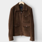 MEN'S TAN BROWN SUEDE GENUINE LEATHER BOMBER JACKET - Image 2