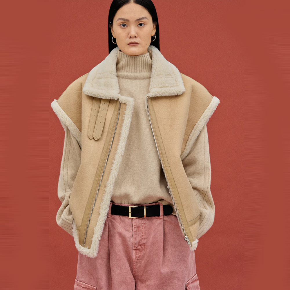 1_506eeaa2-7a57-467b-b78c-baa7e363707d.png Womens Camel Thick Fur Sheepskin Shearling Leather Vest - Image 1