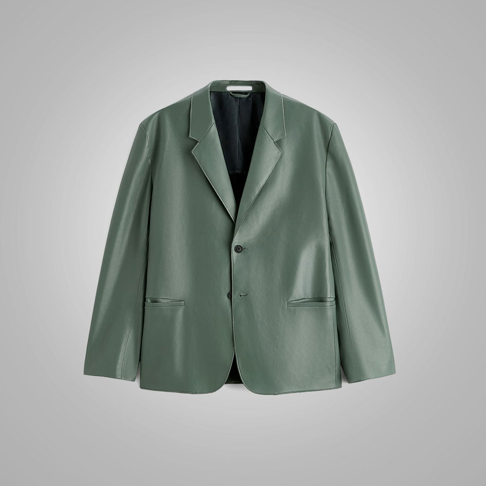 1_536b6707-b547-4663-bd57-a76292651507.jpg Mens Grey Soft Goatskin Leather Blazer - Image 1