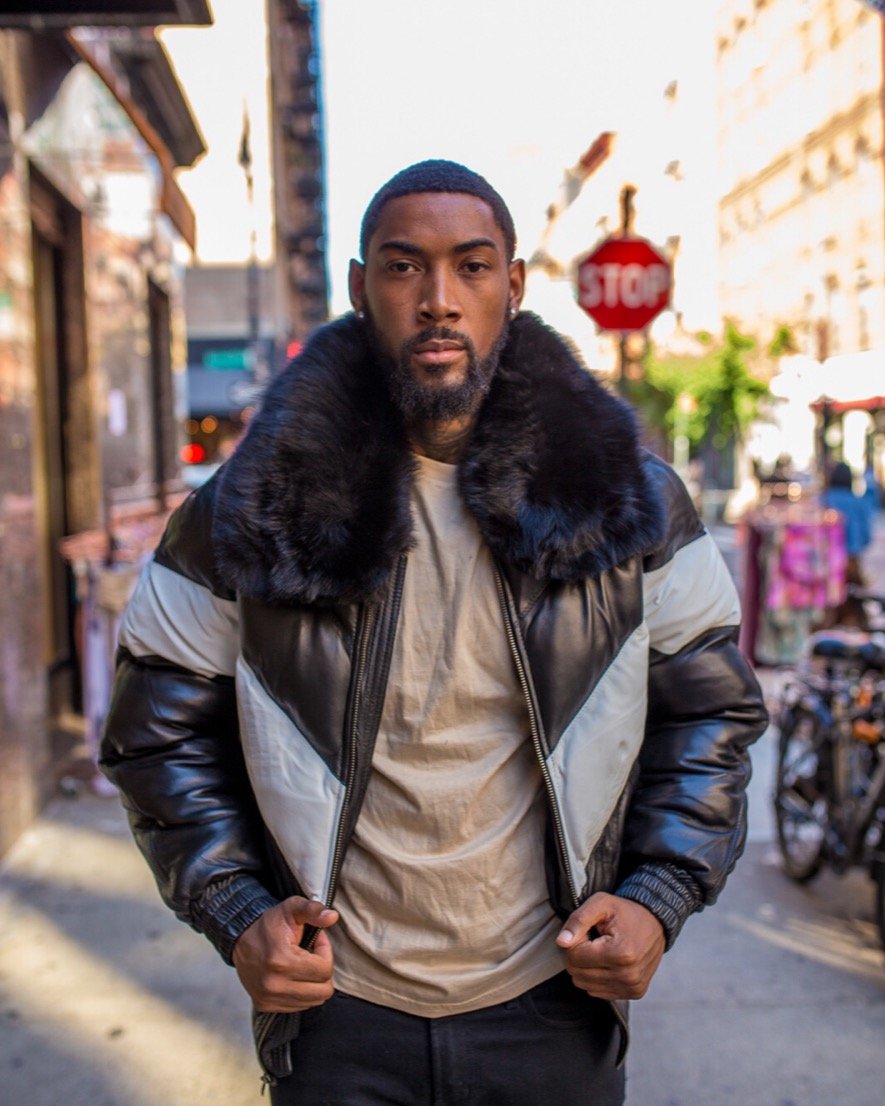 1_6042d126-fa23-4028-8b2a-557a2d4ab980.jpg MEN V BOMBER JACKET - BLACK & WHITE WITH BLACK FUR - Image 1