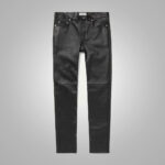 Mens Black Real Sheep Skin Fashion Leather Pant