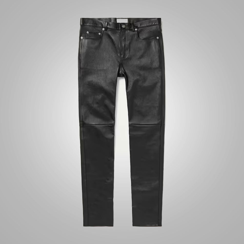 1_6912e281-61ec-4f07-a34b-9c38444e7685.jpg Mens Black Real Sheep Skin Fashion Leather Pant - Image 1