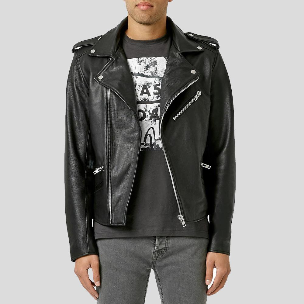 1_6cc3e6eb-6748-4f02-8e76-46688c590245.jpg Cimarron Black Motorcycle Leather Jacket - Image 1