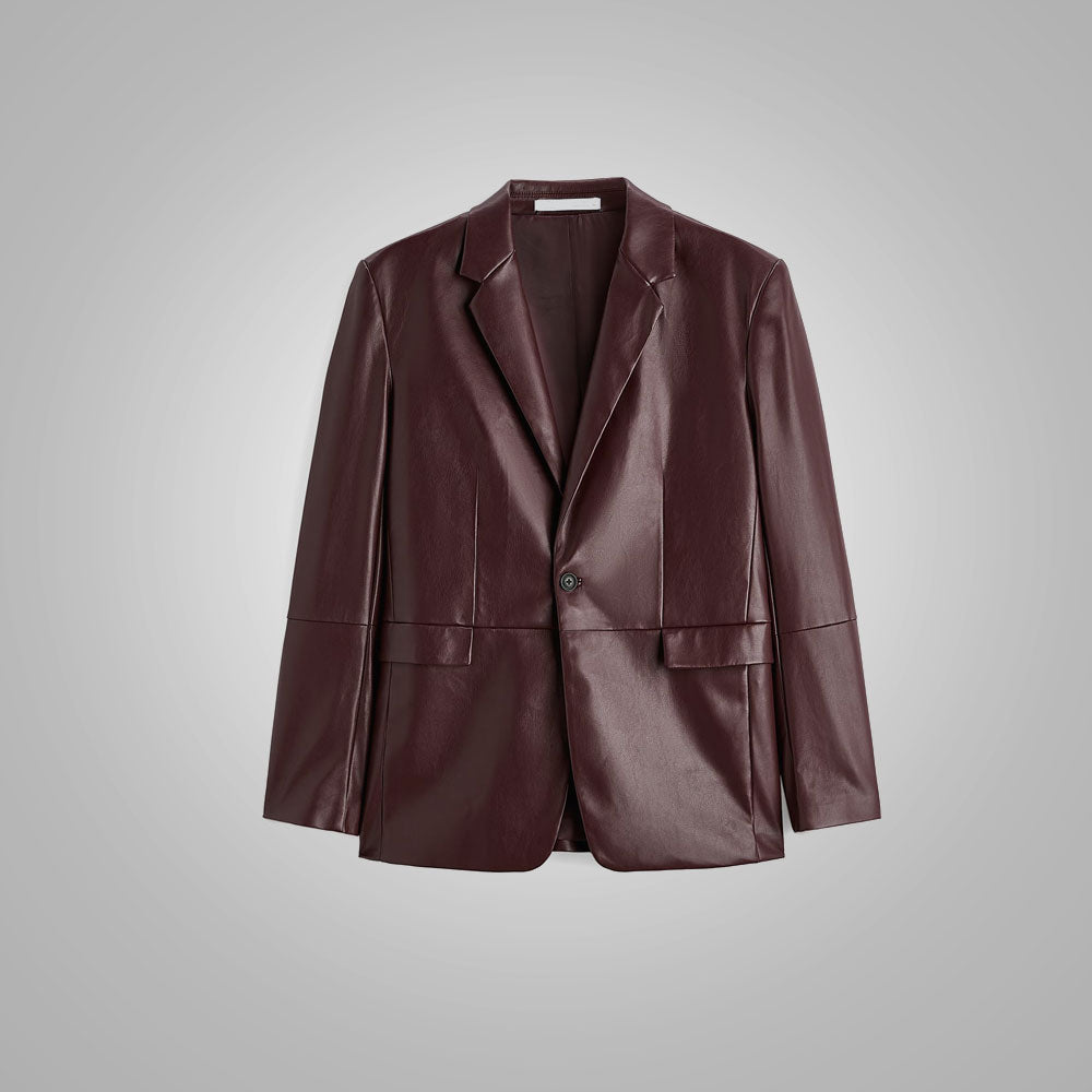 1_78d82d72-c0ac-4c65-ab72-2957f5bf0e3d.jpg Mens Brown Long Sleeves Leather Blazer - Image 1