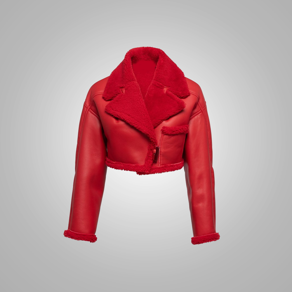 1_8a122488-1f0d-4c0f-b8f7-d5d4eb4356b6.png Women Red Pilot Aviator Flight B3 Bomber Faux Fur Shearling Real Sheepskin Leather Jacket - Image 1
