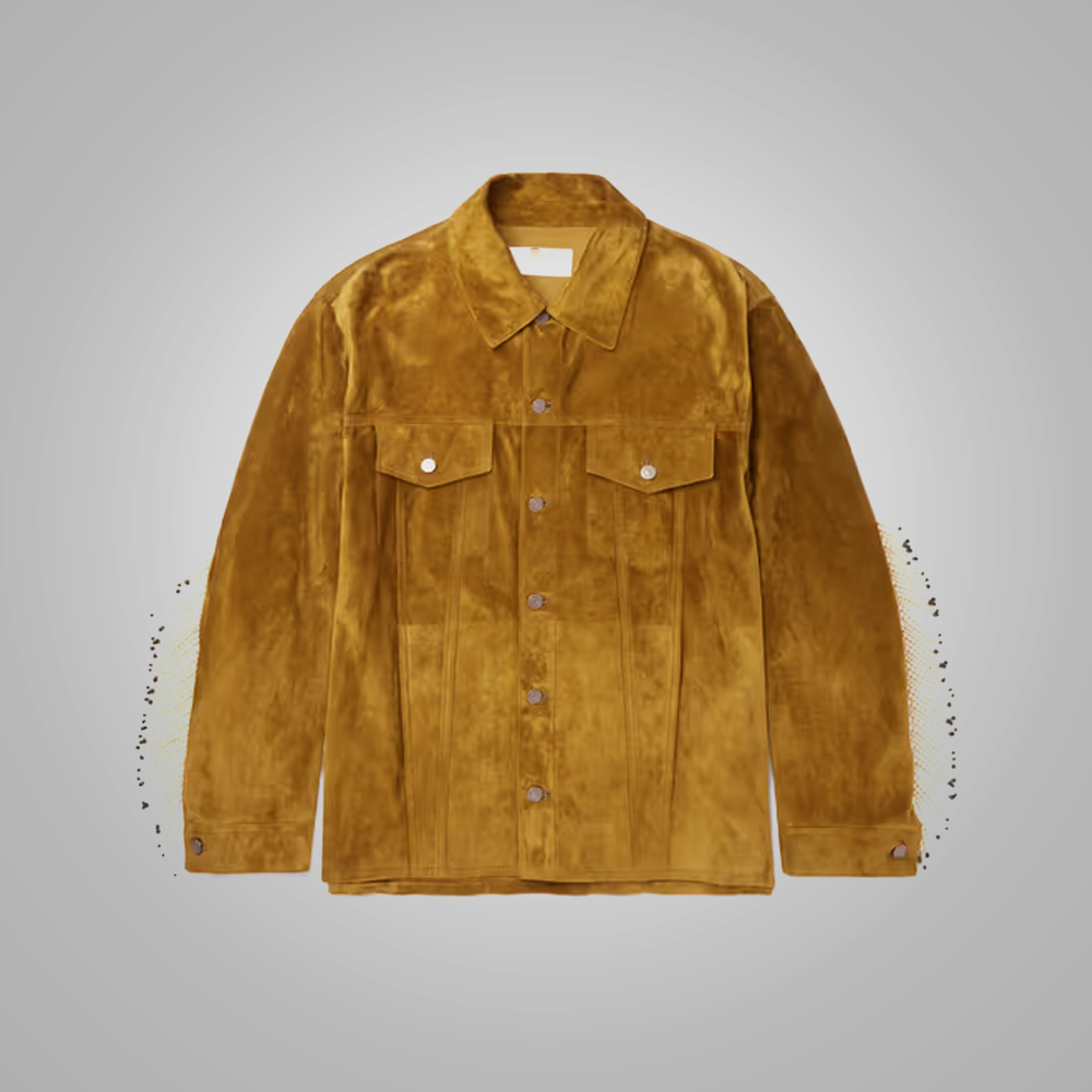 1_8c136ec4-bf00-4a94-a6f7-c8da5cc08e83.png New Mens Brown Western Suede Embellished Fringed Brushed Trucker Jacket - Image 1