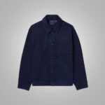 Men's Indigo Suede Leather Trucker Jacket