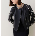 Black Women Style Silver Spiked Studded Leather Jacket