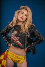 Women Black Punk Silver Long Spiked Studded Black Leather Jacket - Image 2