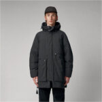 Men’s Black Long Parka Jacket - Image 2