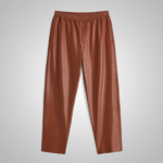 Mens Brown Leather Moto Real Sheep Skin Leather Biker pant