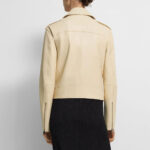off white women's lambskin leather biker jacket - Image 2