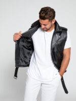 Men Biker Leather Vest - Image 2