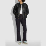 Women's Black Biker Aviator  Sheepskin Shearling Leather Jacket - Image 2