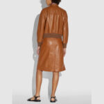 Women Brown Lambskin Bomber Biker Leather Jacket - Image 2