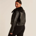 Women Black RAF B3 Sheepskin Shearling Aviator Leather Jacket - Image 2