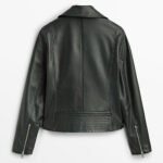 Women black Biker Leather Jacket - Image 2
