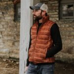 Brown Mens Shearling Bubble Leather Down Vest - Image 4