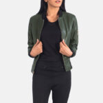 Ava Ma-1 Green Leather Bomber Jacket - Image 3