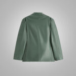 Mens Grey Soft Goatskin Leather Blazer - Image 2