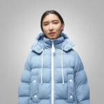 Womens Vintage Blue Puffer Jacket - Image 2