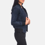 Ava Ma-1 Blue Suede Bomber Jacket - Image 3