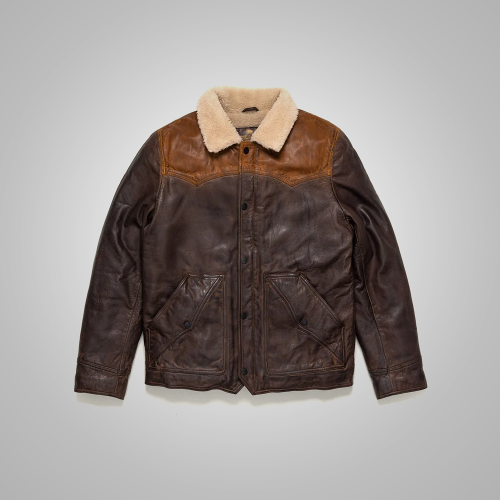 2_1c43c8c4-7ab5-4d67-96bf-07e1973d4a7a-1.png Mens Chocolate Brown Western Suede Leather Bomber Jacket - Image 1