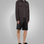Mens Black Leather Shorts - Image 2