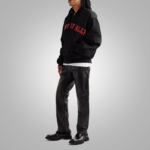 New Black Leather Sheep Skin Skinny Shearling Leather Jeans Pant - Image 2