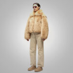 Womens Brown Winter New Shearling Leather Jacket - Image 3