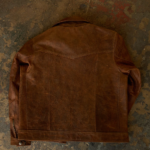 Brown Men Lambskin Iconic Trucker Leather Biker Jacket - Image 2