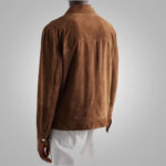 Mens Brown Lambskin Leather Trucker Jacket - Image 2