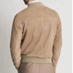 Men Brown Suede Leather Bomber Jacket - Image 2