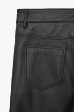 Black Mens Leather Real Sheep Skin Leather Biker Pant - Image 2
