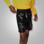 New Black Mens Lambskin Leather Shorts - Image 2