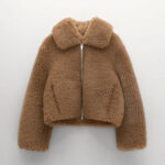 Womens Brown Fur Shearling Leather Jacket - Image 2