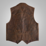 Brown Mens Sheepskin Leather Cowboy Vest - Image 2