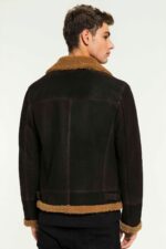 Men Aviator Toffee Shearling Jacket - Image 2